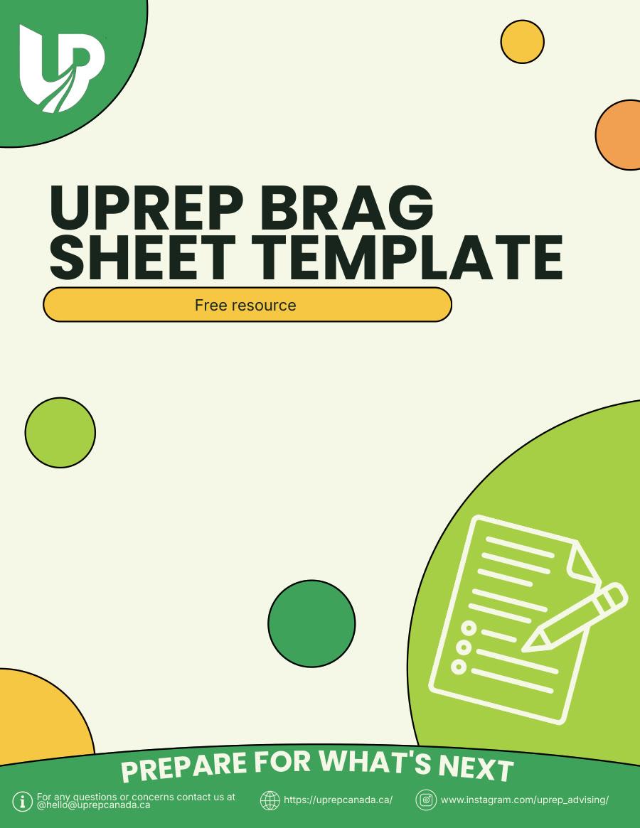 UPrep Brag Sheet Template guide cover