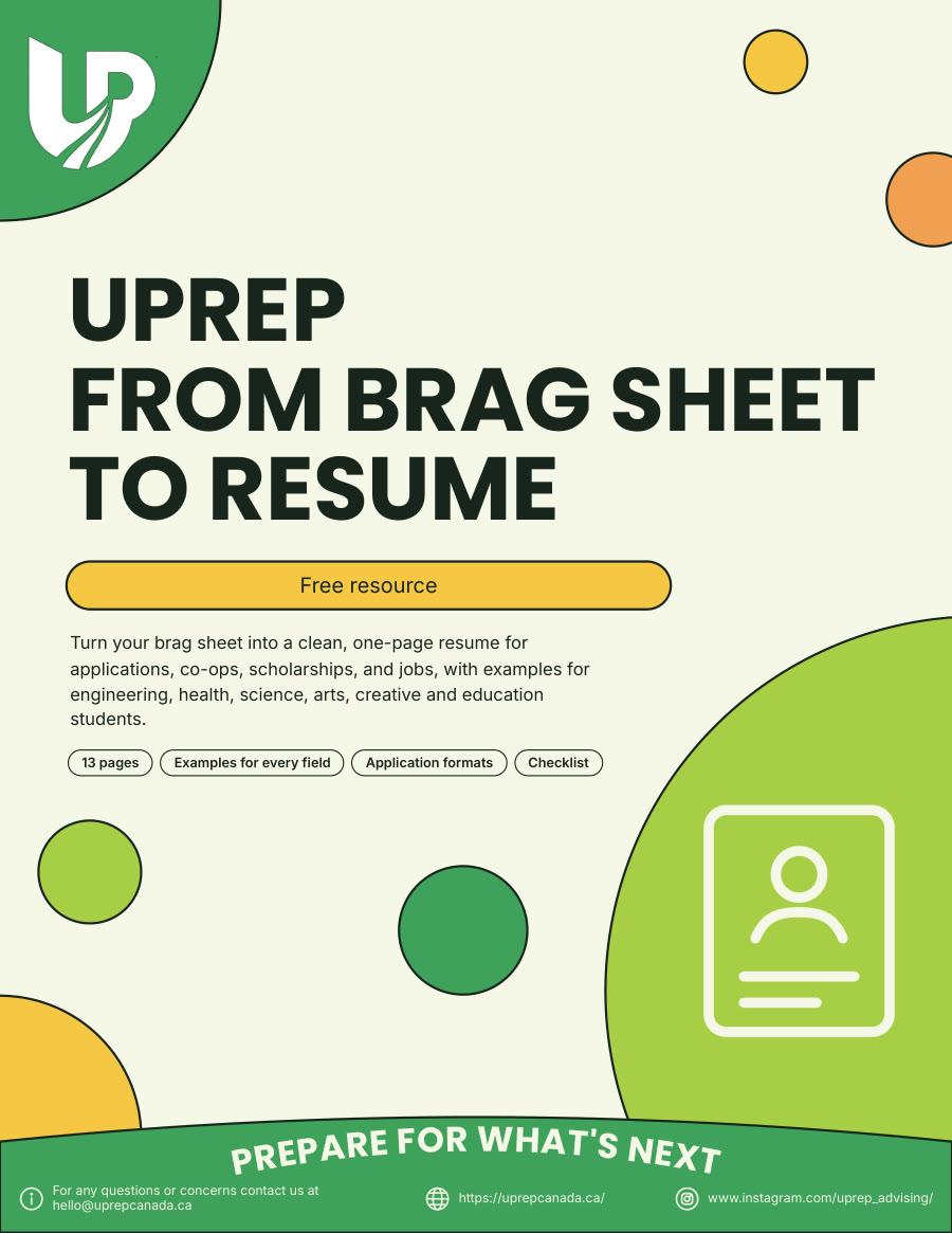 UPrep From Brag Sheet to Resume guide cover