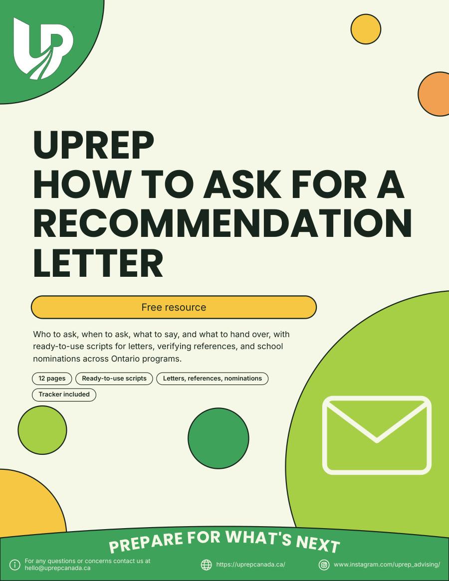 UPrep How to Ask for a Recommendation Letter guide cover