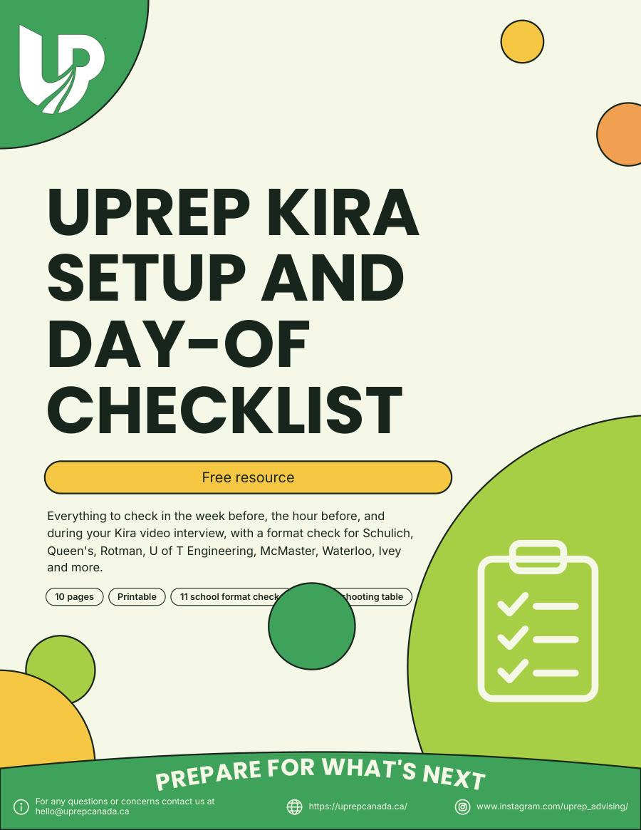 UPrep Kira Setup and Day-Of Checklist guide cover