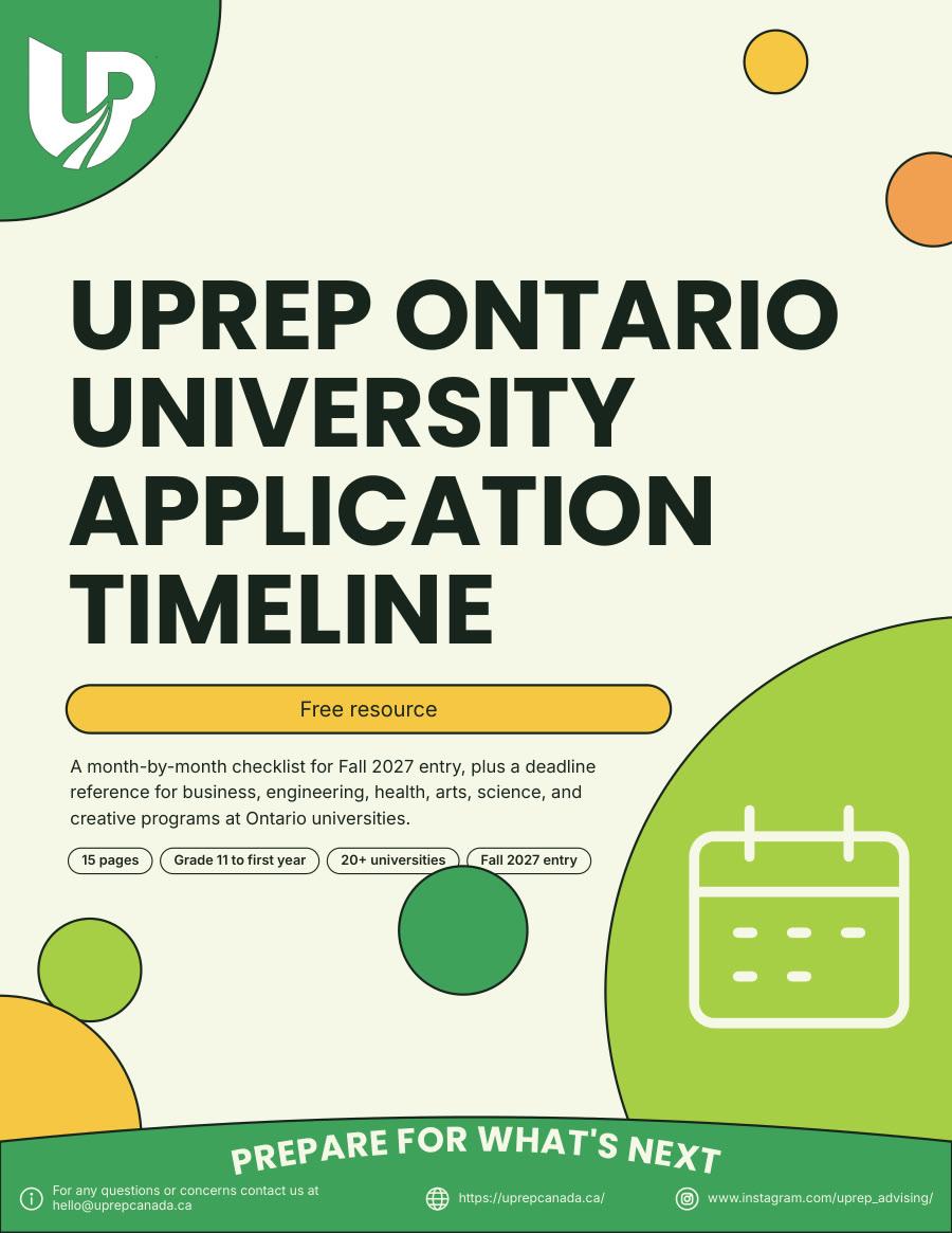 UPrep Ontario University Application Timeline guide cover
