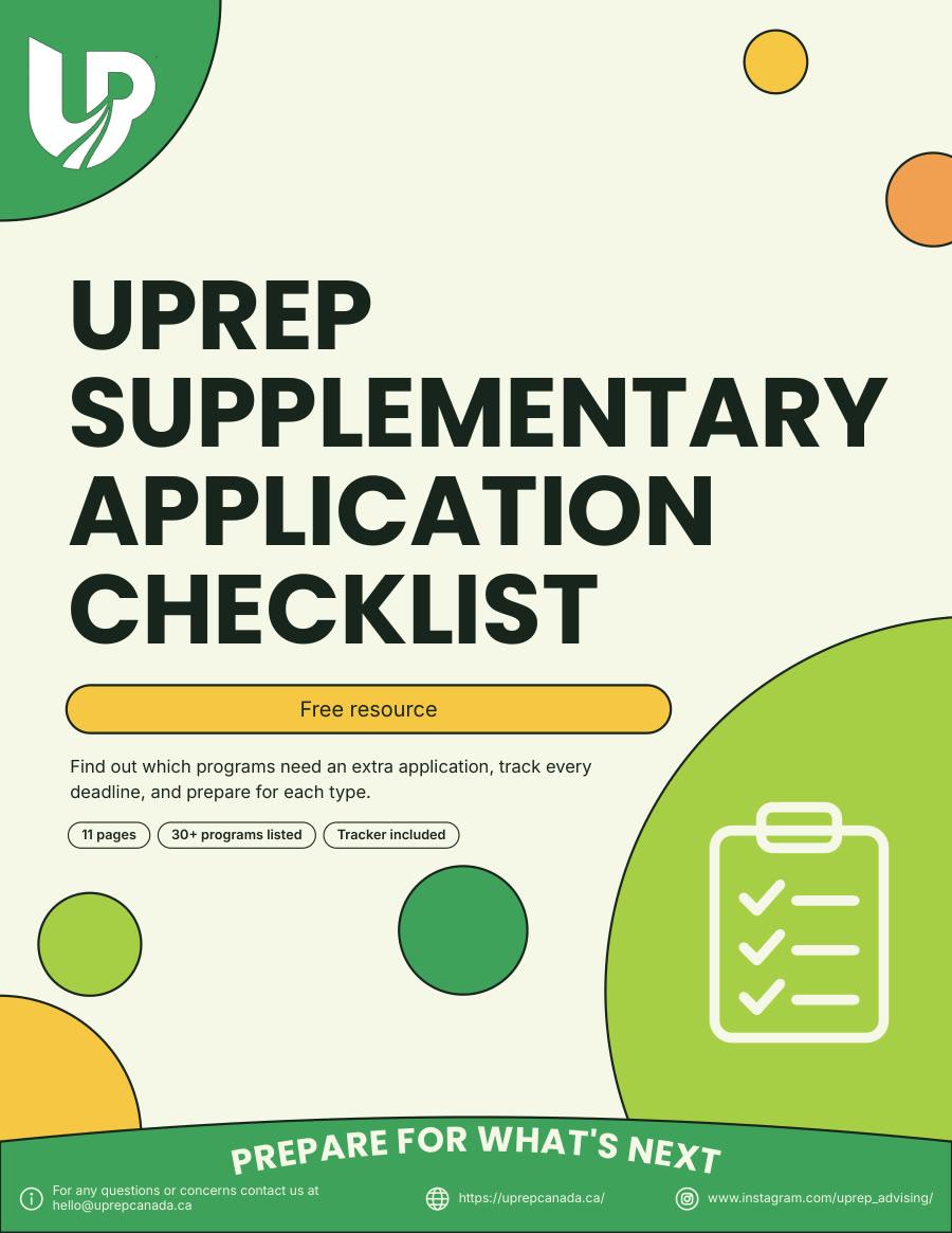 UPrep Supplementary Application Checklist guide cover